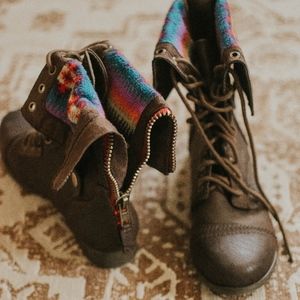 Dark Brown Zip-up Combat Boots